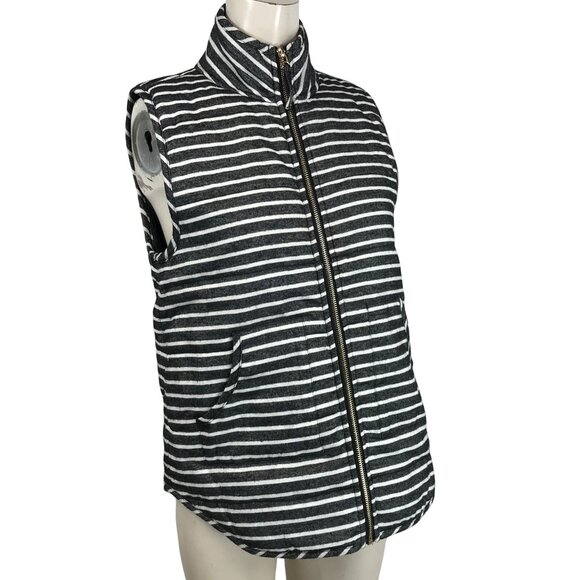 MUD PIE ~ WOMENS SMALL ~ BLACK WHITE STRIPED FULL ZIP VEST - Picture 1 of 7